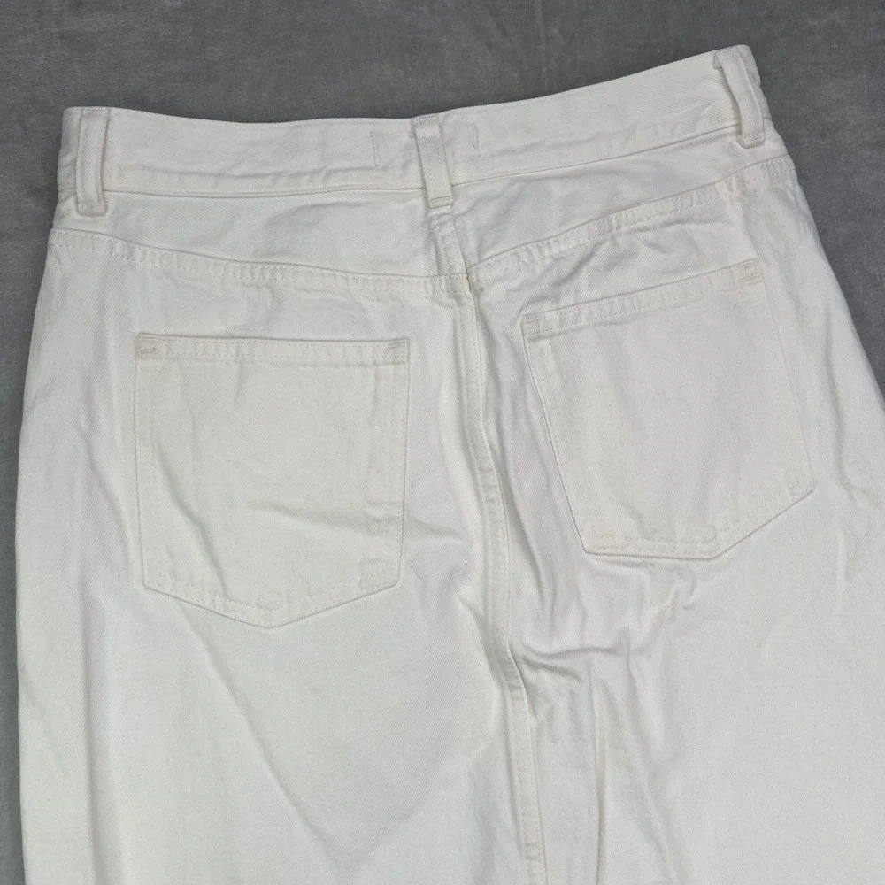 Madewell The Rilee Denim Midi Skirt Size 27 Slit Tile‎ White Cotton 90s
